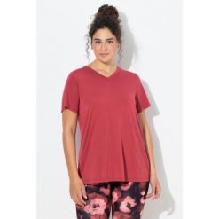 Damskie Bluzka funkcyjna dekolt w szpic rękaw 1/2 antybakteryjny materiał. Czerwone t-shirty damskie Ulla Popken, plus size, bez wzorów, z materiału, bez kołnierzyka. Za 199.99 zł.
