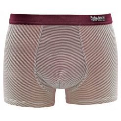 Majtki, Bokserki Bordowe w Paski, Męskie, Elastyczne, Obcisłe, -Pako Jeans. Czerwone bokserki męskie Pako Jeans, m, bez wzorów, z bawełny. Za 33.00 zł.