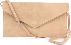 Vera Pelle BEŻOWA ZAMSZOWA SKÓRZANA WŁOSKA DAMSKA KOPERTÓWKA TOREBKA WIECZOROWA KOKTAJLOWA N12. Brązowe kopertówki damskie Vera Pelle, bez wzorów, z zamszu, wizytowe, zamszowe, bez dodatków. Za 93.49 zł.