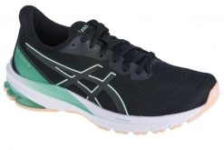 Buty treningowe damskie Asics Gt-1000 12. Czarne obuwie sportowe damskie Asics, bez wzorów, z gumy, do biegania. Za 658.55 zł.