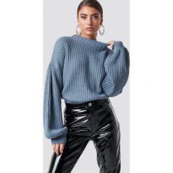 NA-KD Sweter z dzianiny z bufiastym rękawem - Blue. Swetry damskie marki NA-KD. Za 121.95 zł.