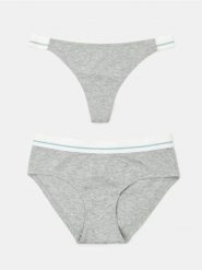Majtki stringi i hipster 2 pack - szary. Szare stringi damskie Sinsay, l, bez wzorów. Za 19.99 zł.