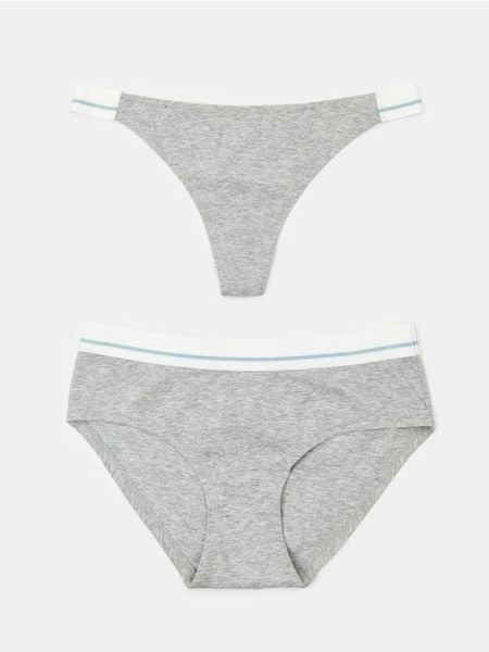 Majtki stringi i hipster 2 pack - szary. Szare stringi damskie Sinsay, l, bez wzorów. Za 19.99 zł.
