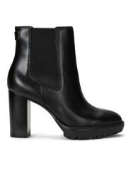 LAUREN RALPH LAUREN Botki 802937818001 Czarny. Czarne botki damskie Lauren Ralph Lauren, ze skóry, bez obcasa, na słupku, bez zapięcia. Za 759.99 zł.