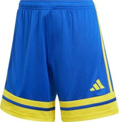 Adidas adidas Squadra 25 niebiesko-żółte JN5408 XL. Niebieskie szorty sportowe damskie Adidas, xl, bez wzorów, sportowe. Za 70.99 zł.