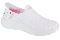 Buty sportowe Sneakersy damskie, Slip-Ins: GO WALK Flex - Sunset Rose. Białe obuwie sportowe damskie Skechers, bez wzorów, z materiału, trekkingowe. Za 349.99 zł.