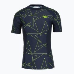 Koszulka do pływania damska Speedo Boomstar Allover Rash Top. Niebieskie koszulki sportowe damskie Speedo, m, bez wzorów, z elastanu, bez kołnierzyka, bez ramiączek, do pływania. Za 119.99 zł.