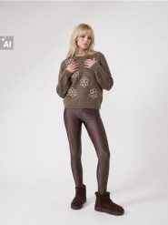 Sweter oversize z motywem kwiatowym - brązowy. Brązowe swetry damskie Sinsay, l, bez wzorów, bez kołnierzyka, bez ramiączek, bez kaptura. Za 59.99 zł.