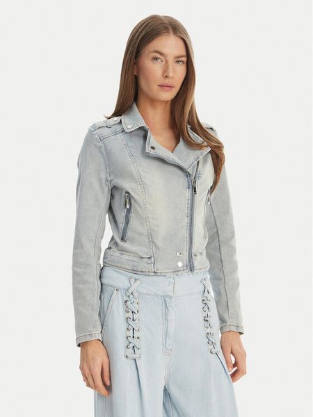 Morgan Kurtka jeansowa 241-VAMMY Błękitny Regular Fit. Niebieskie kurtki damskie Morgan, bez wzorów, z bawełny, bez kaptura. Za 255.99 zł.