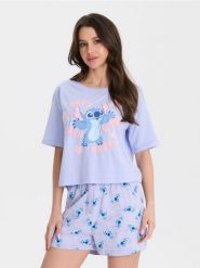 Piżama dwuczęściowa Stitch - błękitny. Niebieskie piżamy damskie Sinsay, l, bez wzorów, bez ramiączek. Za 49.99 zł.