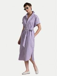 Polo Ralph Lauren Sukienka koszulowa 211959911002 Fioletowy Regular Fit. Fioletowe sukienki damskie Polo Ralph Lauren, m, bez wzorów, z bawełny, bez kołnierzyka, bez ramiączek, koszulowe. Za 589.99 zł.