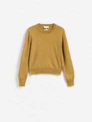 Sweter z wełny merino - oliwkowy. Zielone swetry damskie Reserved, l, bez wzorów, z wełny, bez kołnierzyka, bez ramiączek, bez kaptura. Za 199.99 zł.