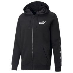 Męska Bluza Z Kapturem Essential+ Taped Full Zip. Czarne bluzy męskie Puma, m, bez wzorów, z kapturem. Za 305.99 zł.