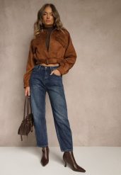 Niebieskie Jeansy Mom Fit High Waist z Dodatkiem Wiskozy Ativite. Niebieskie jeansy damskie Renee, z podwyższonym stanem. Za 69.99 zł.