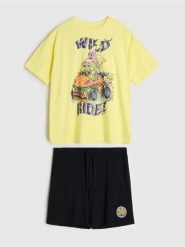 Bawełniana piżama dwuczęściowa SpongeBob - wielobarwny. Piżamy męskie Sinsay, l, bez wzorów, z bawełny, bez ramiączek. Za 45.99 zł.