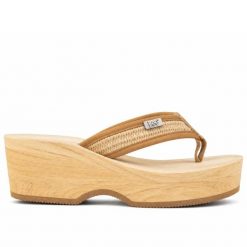 Klapki japonki damskie Lee VIRGINIA RAFFIA WOMEN BULKY HEEL. Brązowe klapki damskie Lee, bez wzorów, z materiału, klasyczne, bez obcasa, na koturnie. Za 109.00 zł.