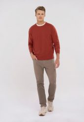 Lekki sweter S-RADO. Brązowe swetry przez głowę męskie Volcano, m, bez wzorów, z bawełny, bez kołnierzyka. Za 139.99 zł.