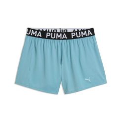 Shorty damski Puma Strong. Niebieskie szorty sportowe damskie Puma, bez wzorów, z dzianiny, sportowe, na fitness i siłownię. Za 180.50 zł.
