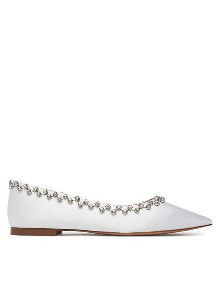 Eva Minge Baleriny MILA-V1166-28-1 Biały. Białe baleriny damskie Eva Minge, bez wzorów, z materiału, bez obcasa. Za 343.99 zł.