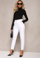 Białe Jeansy High Waist o Fasonie Mom Fit Petitlla. Białe jeansy damskie Renee, z podwyższonym stanem. Za 44.99 zł.