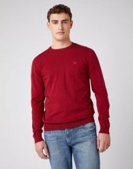 WRANGLER CREW KNIT MĘSKI SWETER KLASYCZNY BIKING RED W8A02PX2G 112141656. Czerwone swetry przez głowę męskie Wrangler, l, bez wzorów, bez kołnierzyka. Za 139.99 zł.