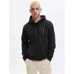 Bluza męska GAP Shine Logo Hoodie. Czarne bluzy męskie GAP, m, bez wzorów, bez kaptura. Za 149.99 zł.