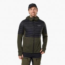 Kurtka outdoor turystyka męska Swedemount Lofoten Hybrid Jacket II wodoodporny. Zielone kurtki męskie SWEDEMOUNT, m, bez wzorów, z materiału, bez kaptura. Za 249.99 zł.