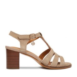 Sandały Lasocki. Brązowe sandały damskie Lasocki, bez wzorów, bez obcasa, na słupku, bez zapięcia. Za 229.99 zł.