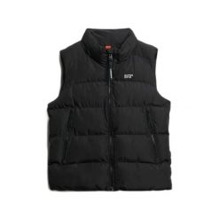 Damska kurtka bez rękawów Superdry. Czarne kurtki damskie Superdry., bez wzorów, z puchu, bez kaptura. Za 441.35 zł.
