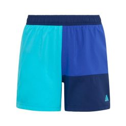 Szorty Do Pływania Colorblock Swim Shorts Kids. Niebieskie spodenki dla dziewczynek Adidas, bez wzorów, sportowe. Za 129.00 zł.