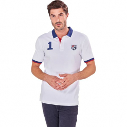 Koszulka polo w kolorze białym. Białe koszulki polo męskie marki Camel Active, Auden Cavill, z aplikacjami. W wyprzedaży za 79.95 zł.