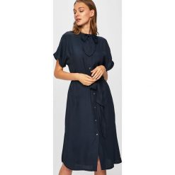 Tommy Hilfiger - Sukienka. Niebieskie sukienki damskie Tommy Hilfiger, na co dzień, bez wzorów, z materiału, casualowe, bez kołnierzyka, bez ramiączek, mini, oversize. Za 729.90 zł.
