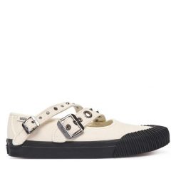 Półbuty Vans. Białe półbuty damskie Vans, bez wzorów, bez obcasa, na płaskiej podeszwie, bez zapięcia. Za 399.99 zł.