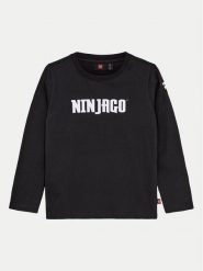 LEGO Bluzka Ninjago 12011275 Czarny Regular Fit. Czarne t-shirty dla chłopców LEGO, bez wzorów, z bawełny, bez ramiączek. Za 59.99 zł.