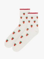 Skarpetki za kostkę damskie. Białe skarpety damskie Ryłko, bez wzorów, z materiału. Za 24.99 zł.