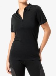 Koszulka polo damska Super.natural Zip Polo. Czarne koszulki sportowe damskie super.natural, m, bez wzorów, z dzianiny, bez kołnierzyka, bez ramiączek, trekkingowe. Za 302.49 zł.