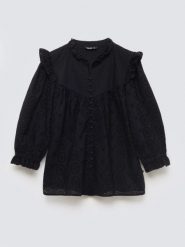 Bluzka damska bawełniana z rękawem 3/4 czarna Bohna 906. Czarne bluzki damskie Big Star, l, w ażurowe wzory, z bawełny, boho, bez kołnierzyka, bez ramiączek. Za 229.99 zł.