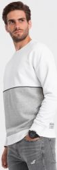 Ombre Bluza męska OVERSIZE z kontrastowym łączeniem kolorów - biało-szara V1 OM-SSNZ-0130 L. Białe bluzy męskie Ombre, l, bez wzorów, bez kaptura. Za 169.99 zł.
