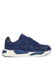 Guess Sneakersy L5BZ08 L0870 Granatowy. Niebieskie buty sportowe chłopięce Guess, z aplikacjami, ze skóry, bez zapięcia. Za 259.99 zł.