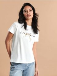 Koszulka z nadrukiem - biały. Białe t-shirty damskie Sinsay, l, bez wzorów, z bawełny, bez kołnierzyka. Za 25.99 zł.