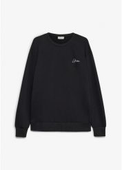 Bluza z czystej bawełny organicznej, loose fit. Czarne bluzy męskie bonprix, m, bez wzorów, z bawełny, bez kaptura. Za 84.99 zł.