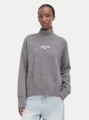 Guess Jeans Sweter W6BR09 Z1252 Szary Relaxed Fit. Szare swetry damskie Guess Jeans, xxl, z aplikacjami, z bawełny, bez kołnierzyka, bez ramiączek, bez kaptura. Za 389.99 zł.
