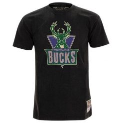 Koszulka Milwaukee Bucks. Czarne koszulki sportowe męskie Mitchell & Ness, bez wzorów, bez kołnierzyka, bez ramiączek, do koszykówki. Za 217.00 zł.