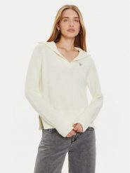 Guess Jeans Sweter W4BR14 Z3HM1 Écru Regular Fit. Swetry damskie Guess Jeans, xs, z aplikacjami, z bawełny, bez kołnierzyka, bez ramiączek, bez kaptura. Za 219.99 zł.