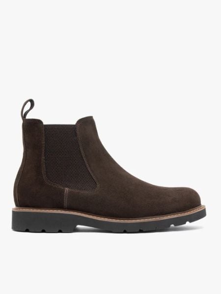 Ciemnobrązowe welurowe sztyblety. Brązowe botki męskie Ryłko, bez wzorów, ze skóry, eleganckie, przed kolano, bez zapięcia. Za 579.99 zł.