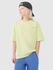 4F T-shirt oversize z napisem chłopięcy - zielony 164 (13-14 lat). Zielone t-shirty dla chłopców 4f, bez wzorów, z bawełny, bez ramiączek. W wyprzedaży za 19.99 zł.