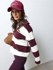 Sweter ze stójką i krótkim zamkiem - wielobarwny. Swetry damskie Sinsay, l, bez wzorów, bez kołnierzyka, bez ramiączek, krótkie, bez kaptura. Za 59.99 zł.