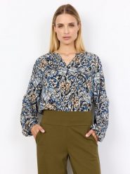 Soyaconcept® Bluzka - Vava Kobiety wiskoza niebieski|beżowy, XS. Brązowe bluzki damskie xs, bez wzorów, z wiskozy, bez kołnierzyka, bez ramiączek. Za 119.95 zł.