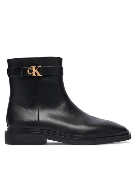 Calvin Klein Botki HW0HW03186 Czarny. Czarne botki damskie Calvin Klein, ze skóry, bez obcasa, na płaskiej podeszwie, bez zapięcia. Za 749.99 zł.