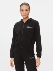 Guess Bluza Allycia V4RQ02 KC3D2 Czarny Regular Fit. Czarne bluzy damskie Guess, s, z aplikacjami, z bawełny, bez kaptura. Za 209.99 zł.